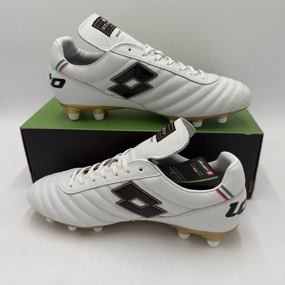 Lotto Stadio OG II FG Soccer Cleats All White / Black Mens Size 9.5 NWB No Lid